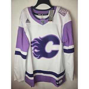 Adidas Calgary Flames Hockey Fights Cancer Authentic Jersey Mens 52